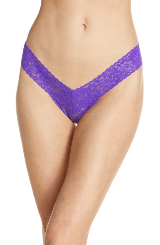 Hanky Panky Daily Lace Low Rise Thong In Electric Purple