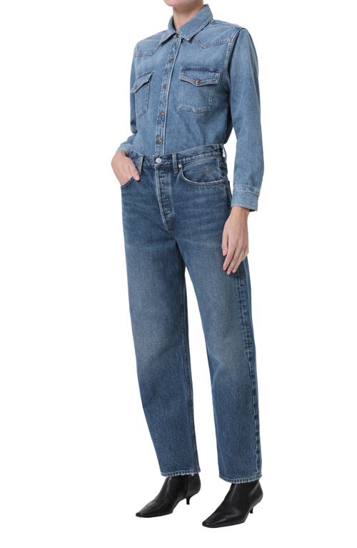 Shop Agolde Glinda Denim Button-up Shirt In Rhythm