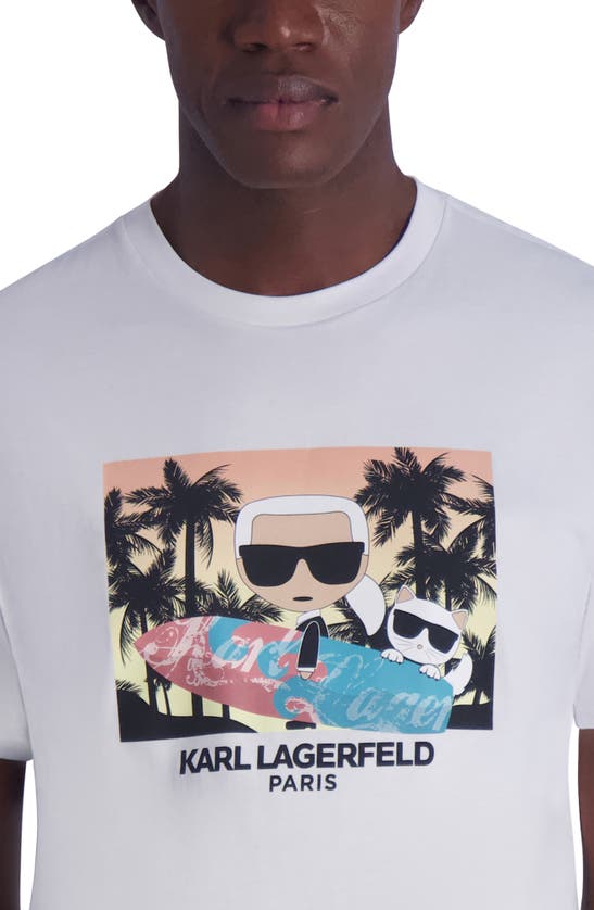 Shop Karl Lagerfeld Paris Surf Karl Choupette Cotton Graphic T-shirt In White