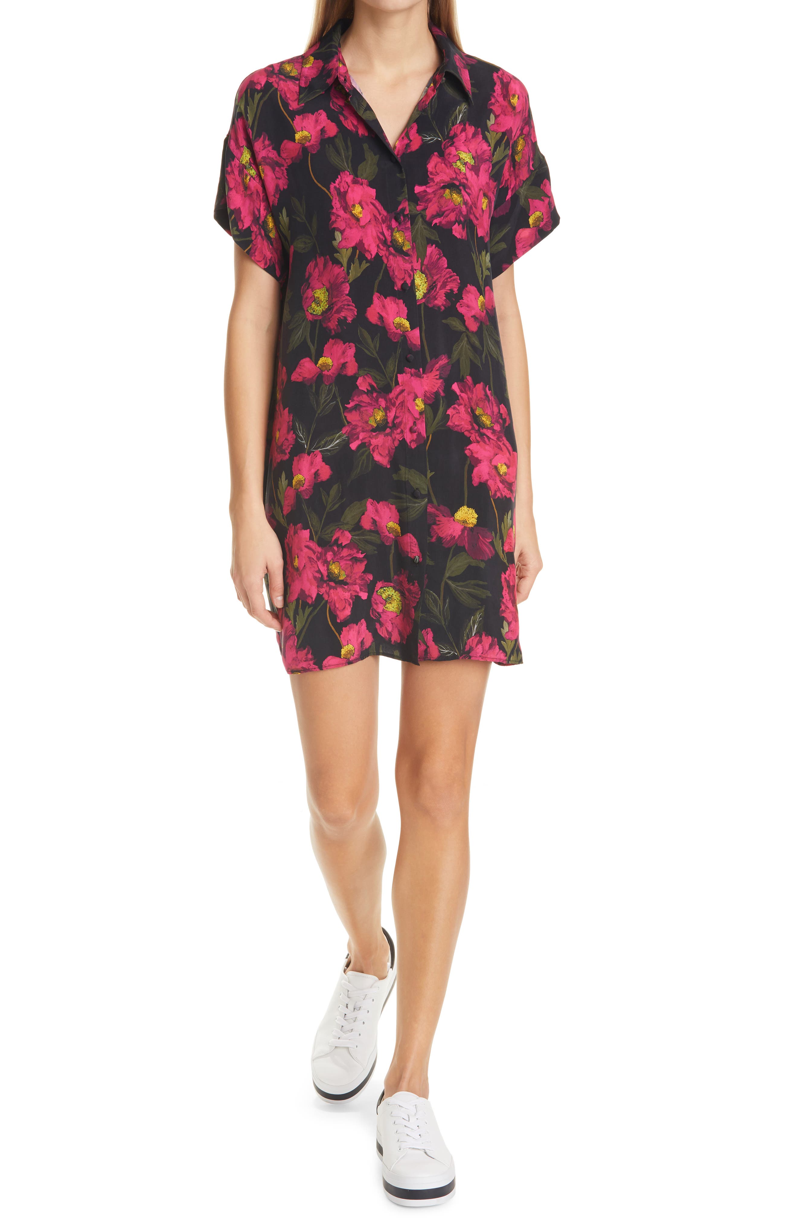 ALICE AND OLIVIA LUCETTE FLORAL PRINT SHIRTDRESS,192772329875