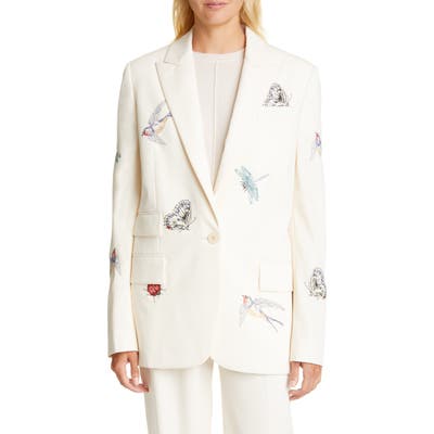 Stella Mccartney Bug & Bird Embroidered Blazer, 6 IT - Ivory