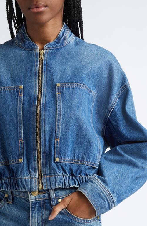 Shop Ulla Johnson The Alessa Denim Bomber Jacket In Danube Medium Indigo Wash