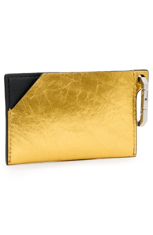 Shop Allsaints Hex Leather Cardholder In Warm Gold