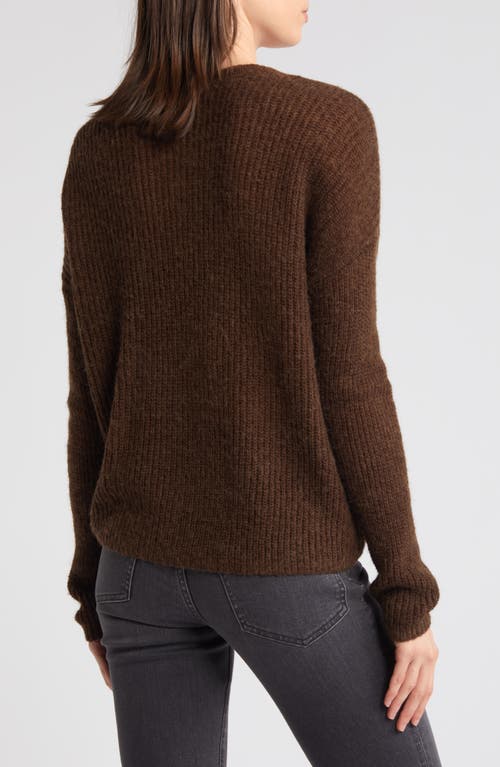 Shop Madewell Ribbed Crewneck Sweater In Heather Cocoa