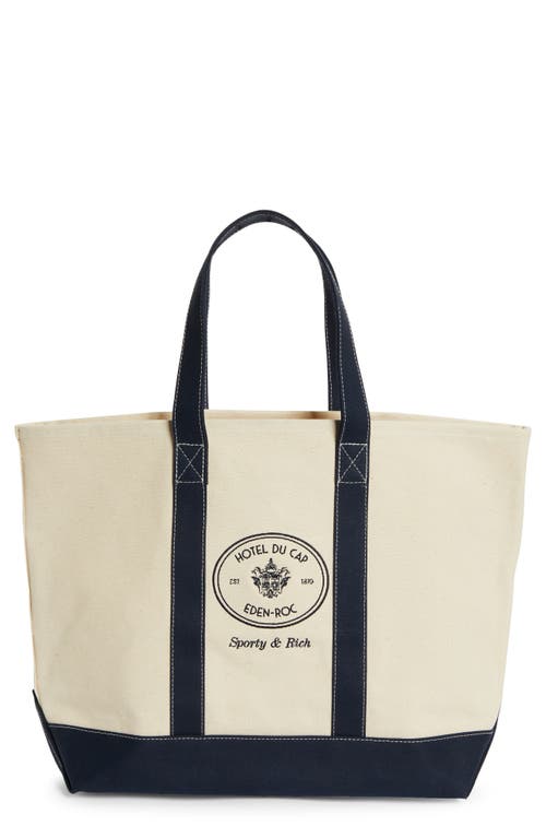 Sporty & Rich Eden Crest Embroidered Cotton Tote in Natural at Nordstrom