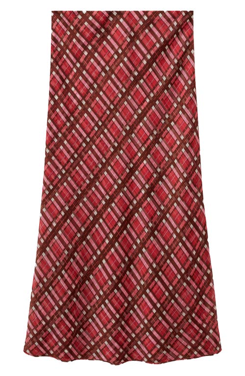 Shop Mango Check Maxi Skirt In Maroon