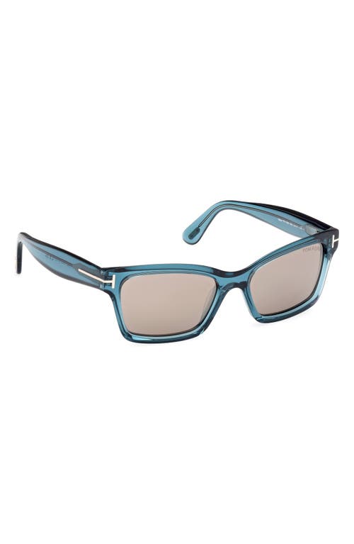 Tom Ford Mikel 54mm Square Sunglasses In Shiny Aqua/roviex Mirror