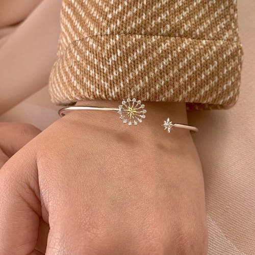 Luvmyjewelry Starburst Adjustable Diamond Two-tone Cuff In 14k Yellow Gold Vermeil On Sterling Silve In Silver & Yellow