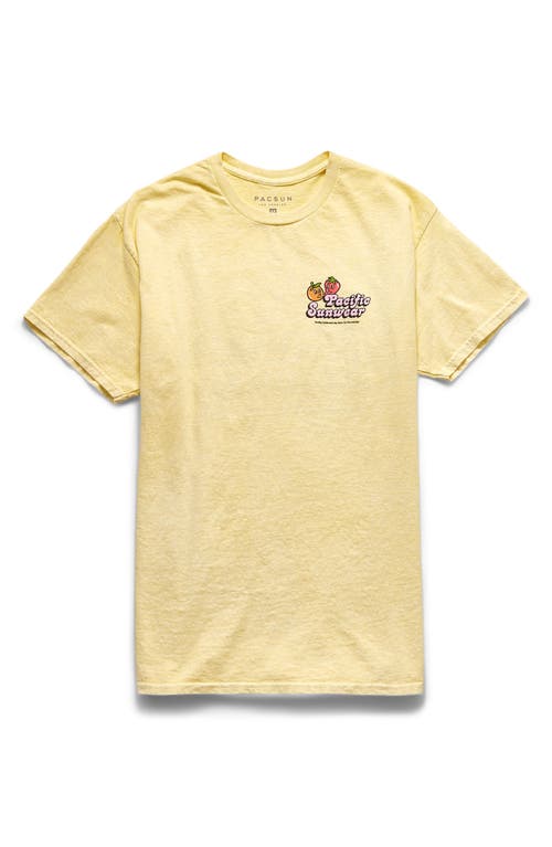 PacSun Men's Fuits Logo Graphic Tee in Faded Yellow