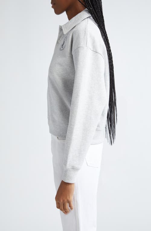 Shop Sporty And Rich Sporty & Rich Long Sleeve Crop Polo Sweatshirt In Heather Gray