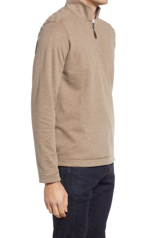 Shop Johnston & Murphy Reversible Quarter Zip Pullover In Oatmeal/light Gray