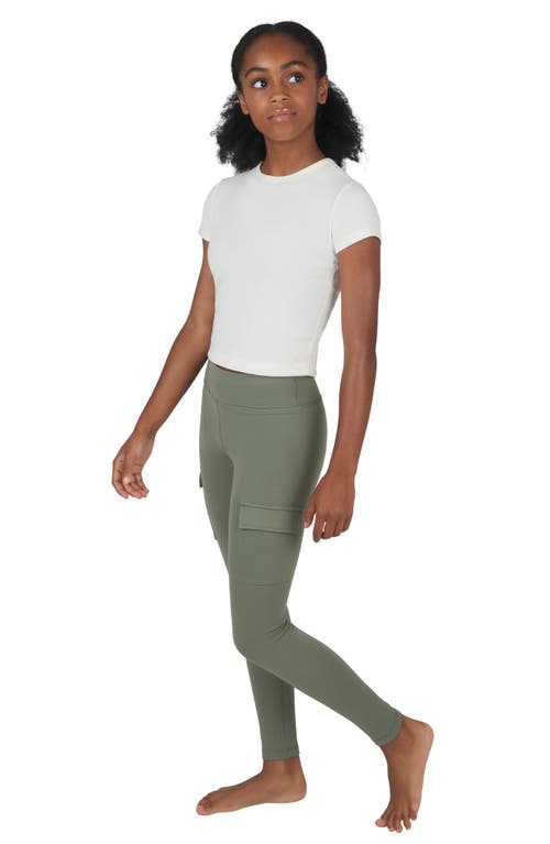 90 Degree By Reflex Kids' Two Pack Polarlux Cargo Pocket Leggings In Agave Green/black