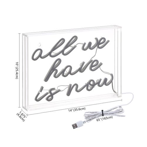 Jonathan Y All X 10" Contemporary Glam Acrylic Box Usb Operated Led Neon Light In White