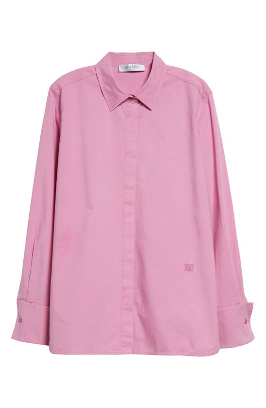 Shop Max Mara Francia Cotton Stretch Poplin Button-up Shirt In Peony