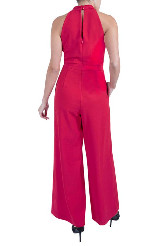 Shop Julia Jordan Tie Waist Wide Leg Jumpsuit In Deep Pink