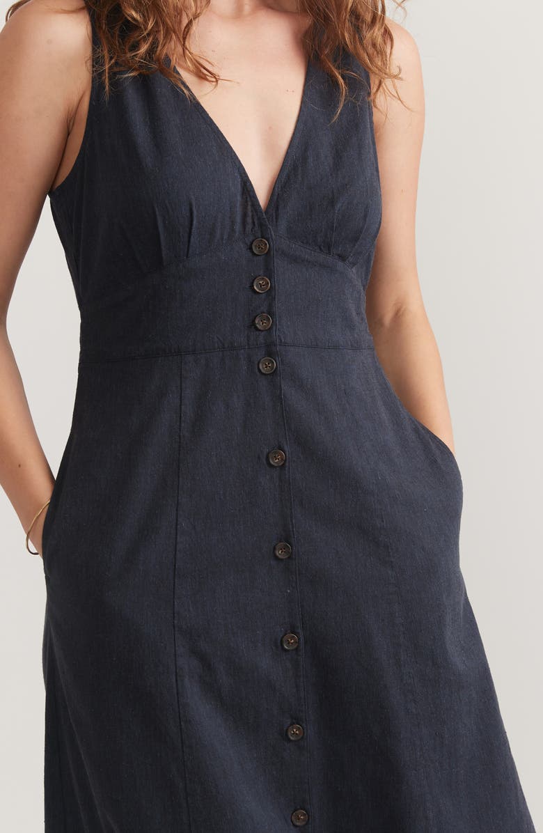 Marine Layer Camila Sleeveless Hemp Blend Maxi Dress, Alternate, color, India Ink