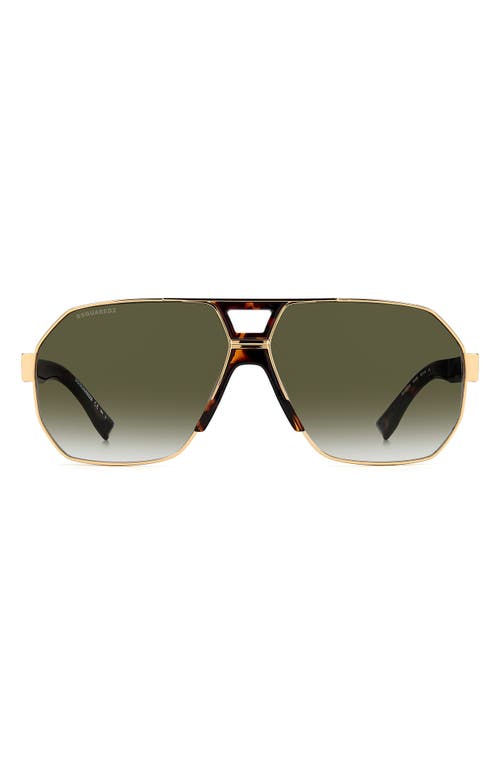 Shop Dsquared2 63mm Aviator Sunglasses In Gold Havana/green Shaded
