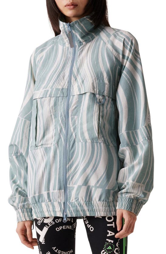Adidas By Stella Mccartney #n# Truecasuals Woven Tracktop Printed In White/ash Grey