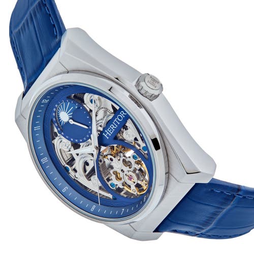 Shop Heritor Automatic Daxton Skeleton Watch In Blue