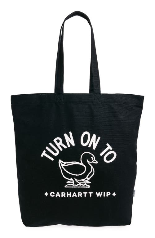 Shop Carhartt Work In Progress Stamp Canvas Tote In Black/white