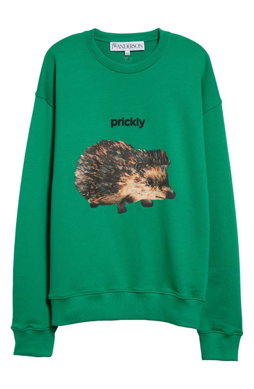 Shop Jw Anderson Hedgehog Embroidered Organic Cotton Graphic Sweatshirt In Jade