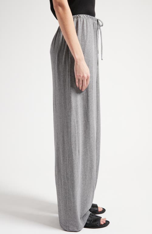 Shop The Row Lanuit Wide Leg Organic Cotton Jersey Drawstring Pants In Pietra Melange