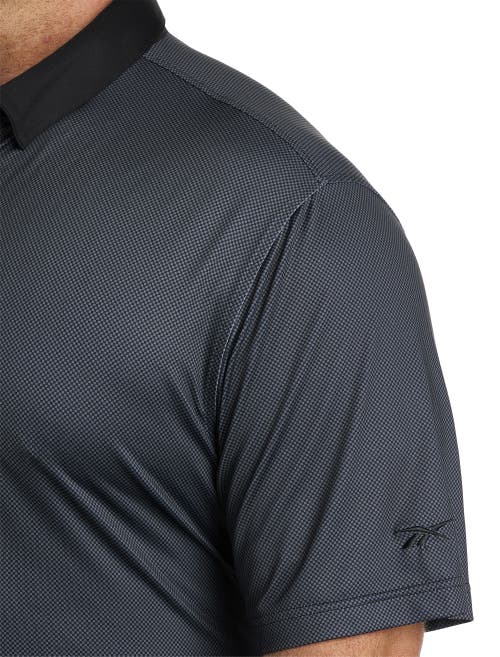 Shop Reebok Performance Mini Check Polo Shirt In Black