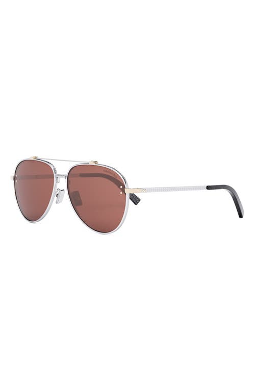 Shop Dior Cd Diamond A1u 59mm Pilot Sunglasses In Shiny Palladium/bordeaux