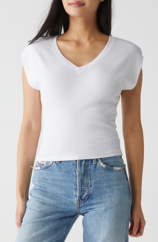 Shop Michael Stars Tati Power Shoulder Rib Top In White