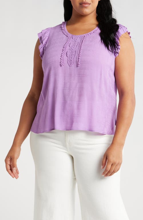 Double Ruffle Sleeve Top in Violet Bloom
