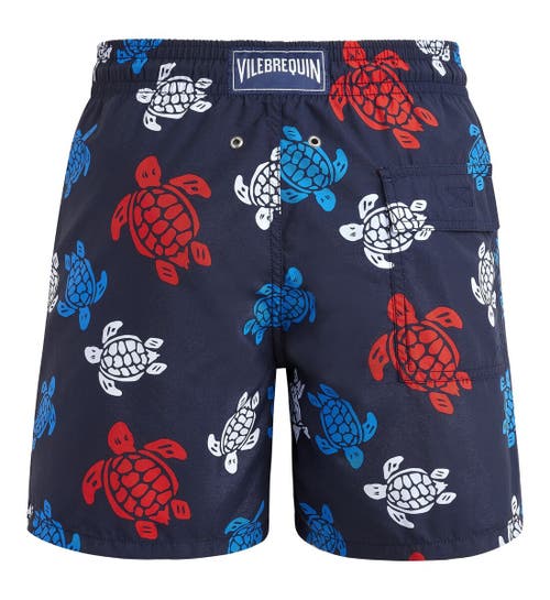 Shop Vilebrequin Tortues Multicolores Swim Trunks In Bleu Marine