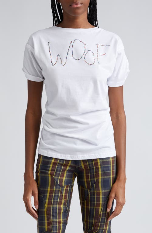Star Trail Rhinestone Embellished Organic Cotton T-Shirt in Woof