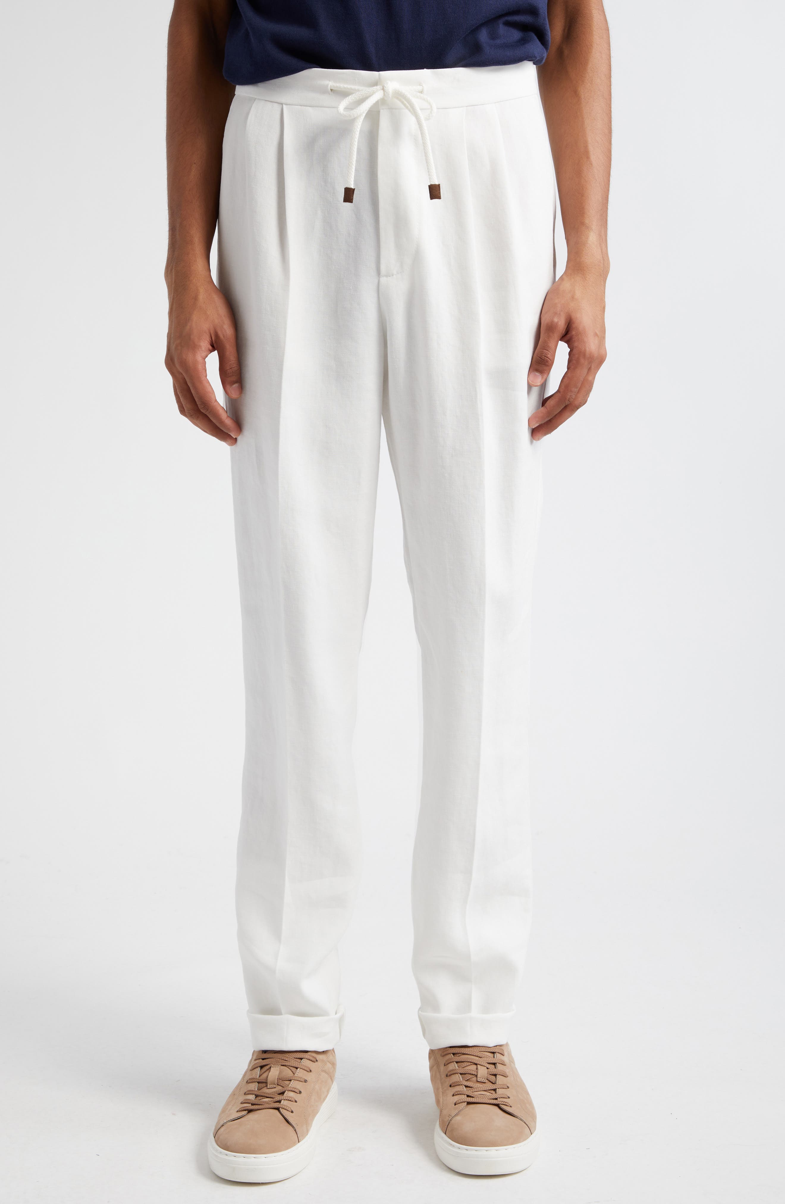 BRUNELLO CUCINELLI Pleated linen tapered pants