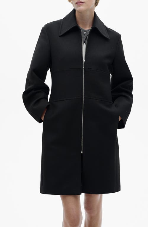 Shop Mango Straight Cut Coat In Black