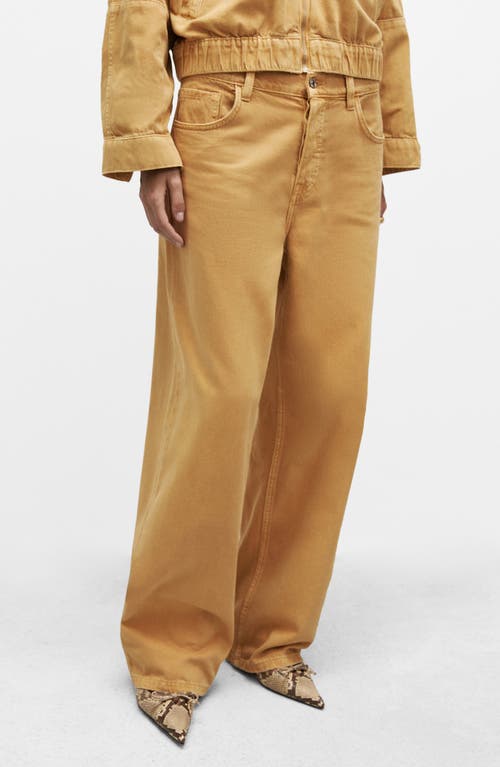 Mango Wide Leg Jeans In Medium Brown