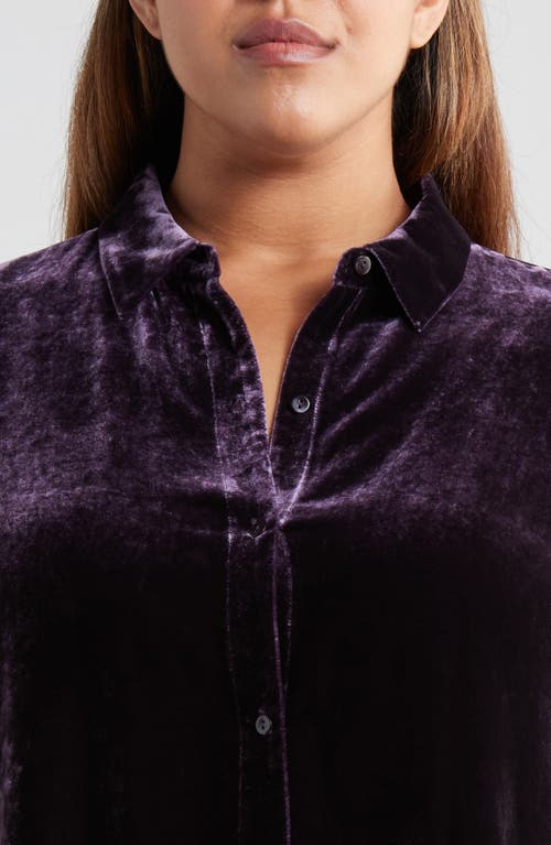 EILEEN FISHER EILEEN FISHER EASY RELAXED FIT VELVET BUTTON-UP SHIRT