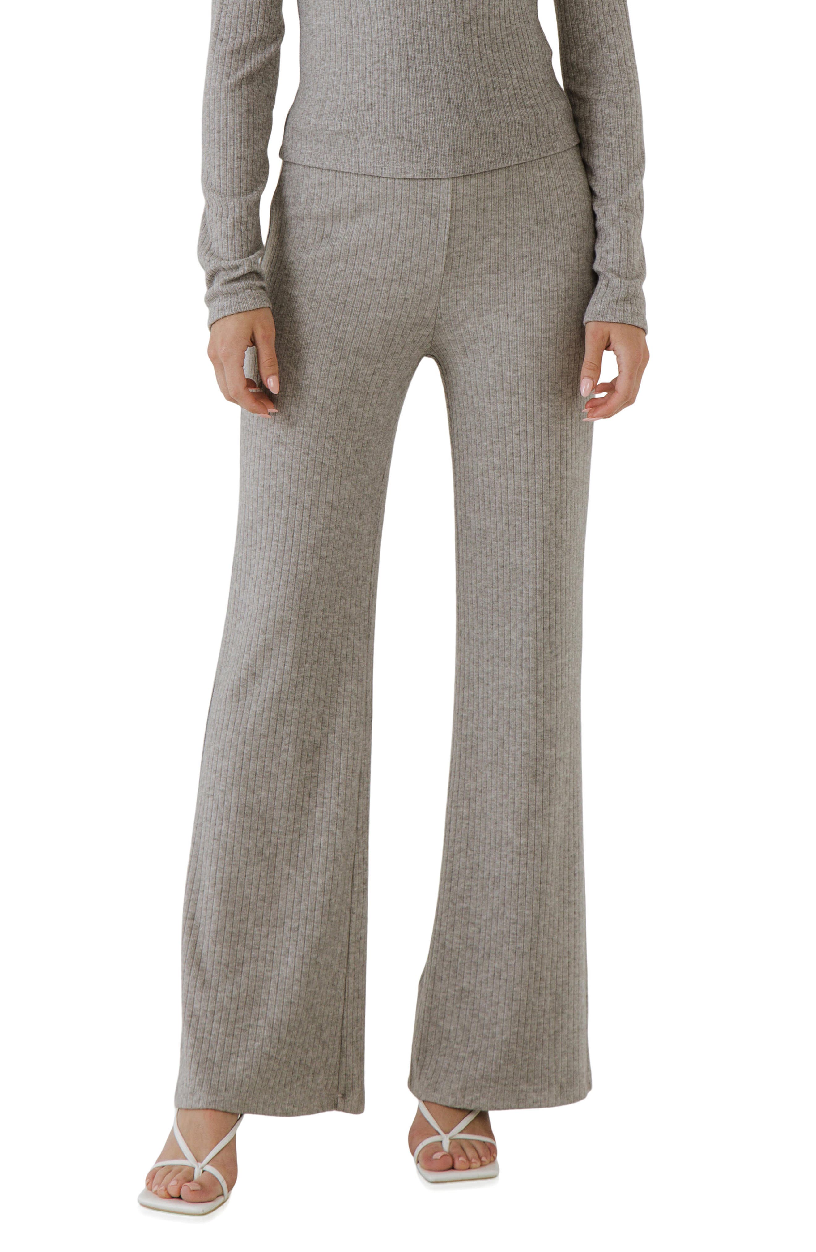 Grey Lab Rib Knit Flare Pants | Nordstrom