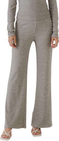 Grey Lab Rib Knit Flare Pants