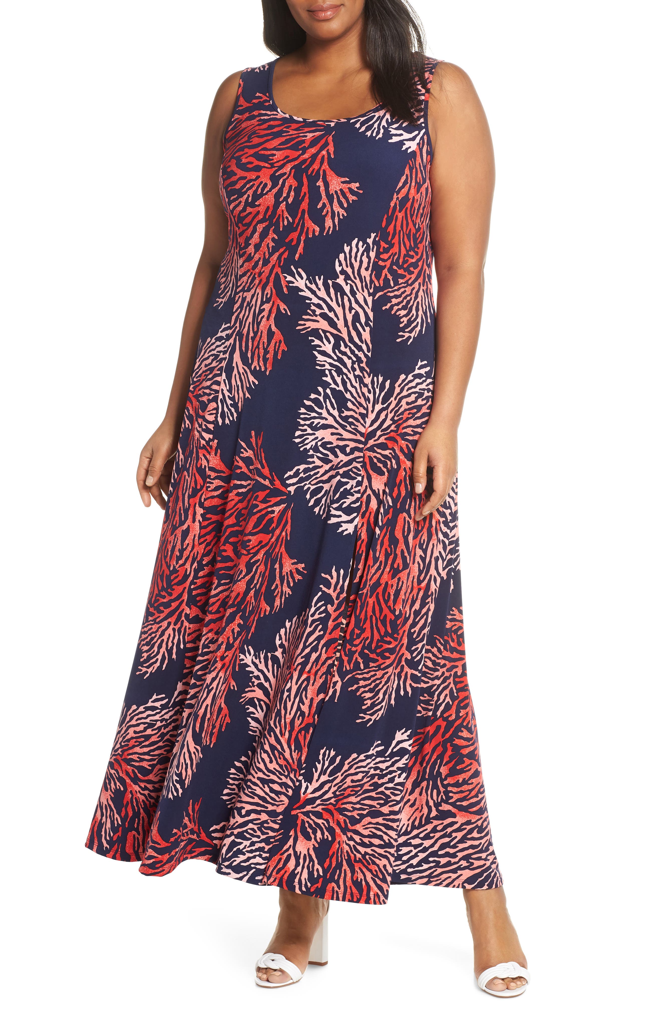 Plus Size Michael Michael Kors Grand Petani Sleeveless Maxi Dress, Blue