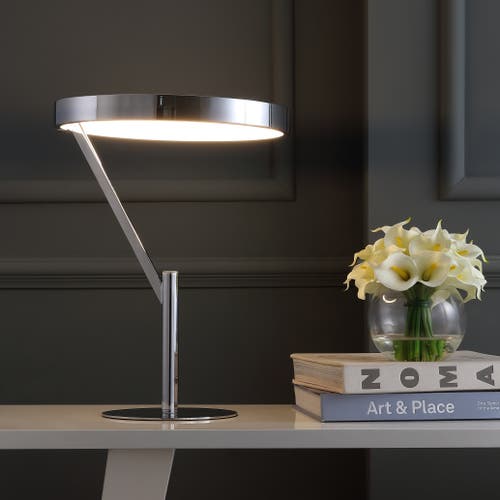 Shop Jonathan Y Owen Integrated Led Metal Table Lamp In Chrome