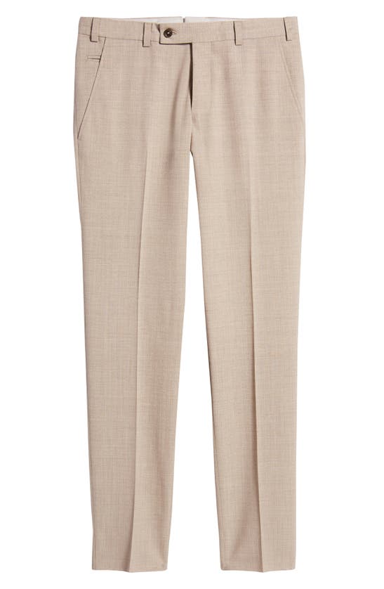 Ted Baker Jerome Soft Constructed Trim Fit Flat Stretch Wool Pants In Tan