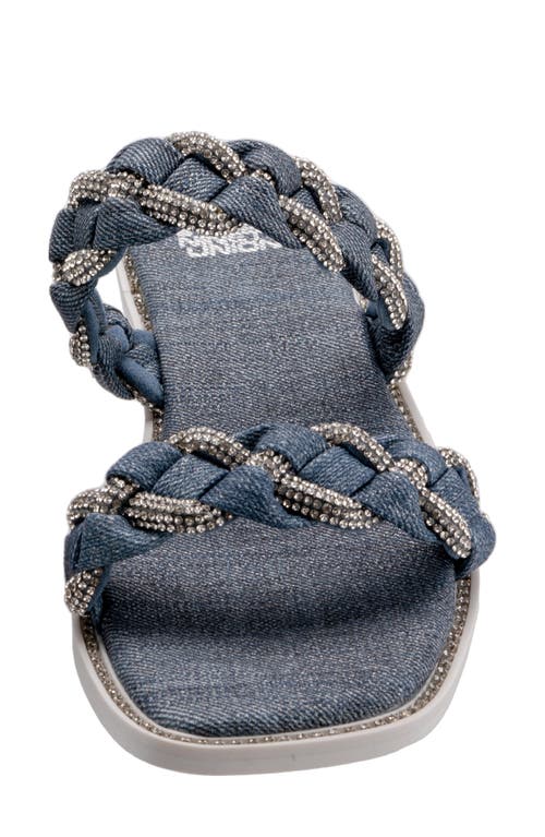 Ninety Union Sunny Embellished Slide Sandal In Blue Denim