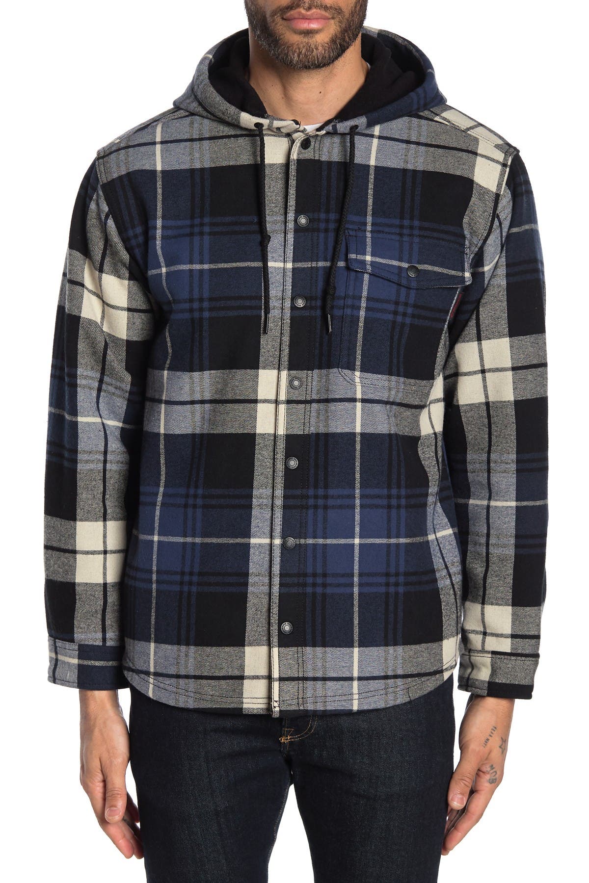 Wolverine | Bucksaw Plaid Flannel Fleece Lined Hooded Shirt Jacket ...