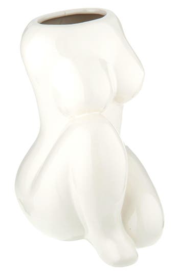 Shop Flora Bunda Female Form Ceramic Vase In Ceramic White