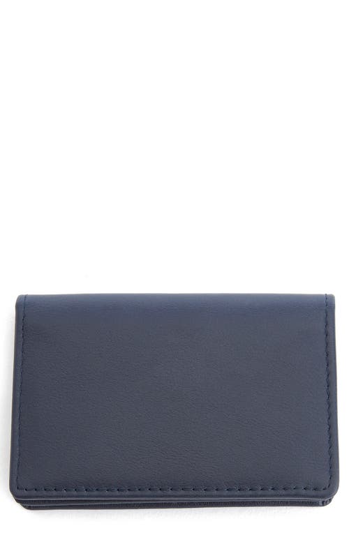 Shop Royce New York Personalized Leather Card Case In Navy Blue- Gold Foil