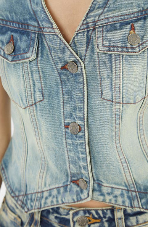 Guess Go Denim Vest In Go Ss Spray Tinted Medium Wash