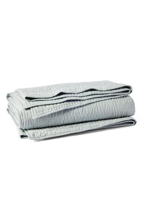 Coyuchi Channel Handstitched Organic Cotton Sham In Surf Chambray