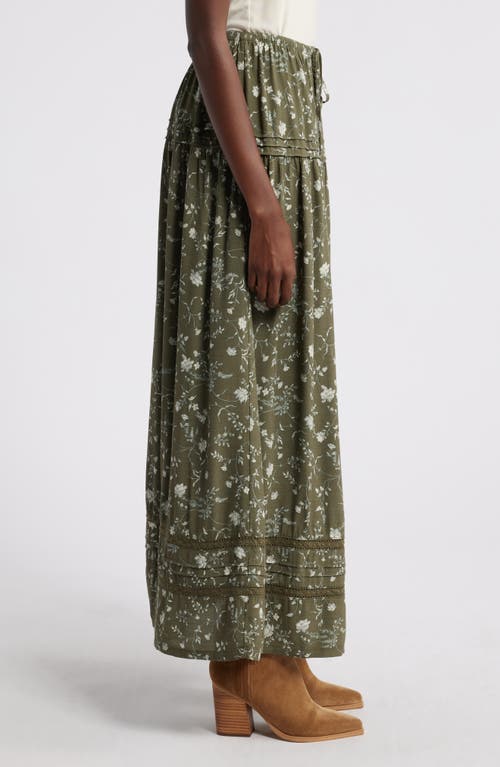 Shop Treasure & Bond Lace Inset Maxi Skirt In Olive- Green Wild Vine