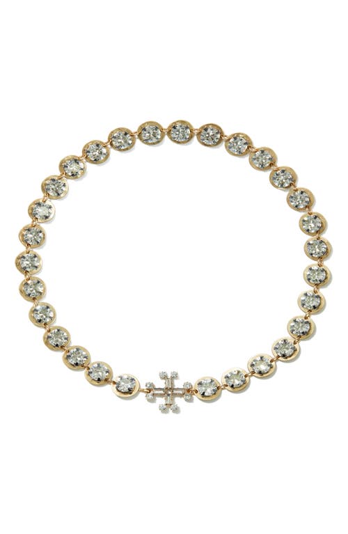 Tory Burch Crystal Statement Necklace In Antique Light Brass/crystal