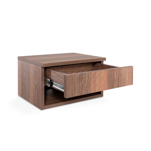 Jonathan Y Ettore Mid-century Modern Floating Wall Mounted Nightstand With Soft-close Drawer And Cab In Dark Brown